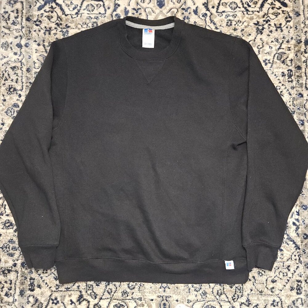 VTG Russell Athletic Cotton Blend Crewneck Sweatshirt Black Men Streetwear